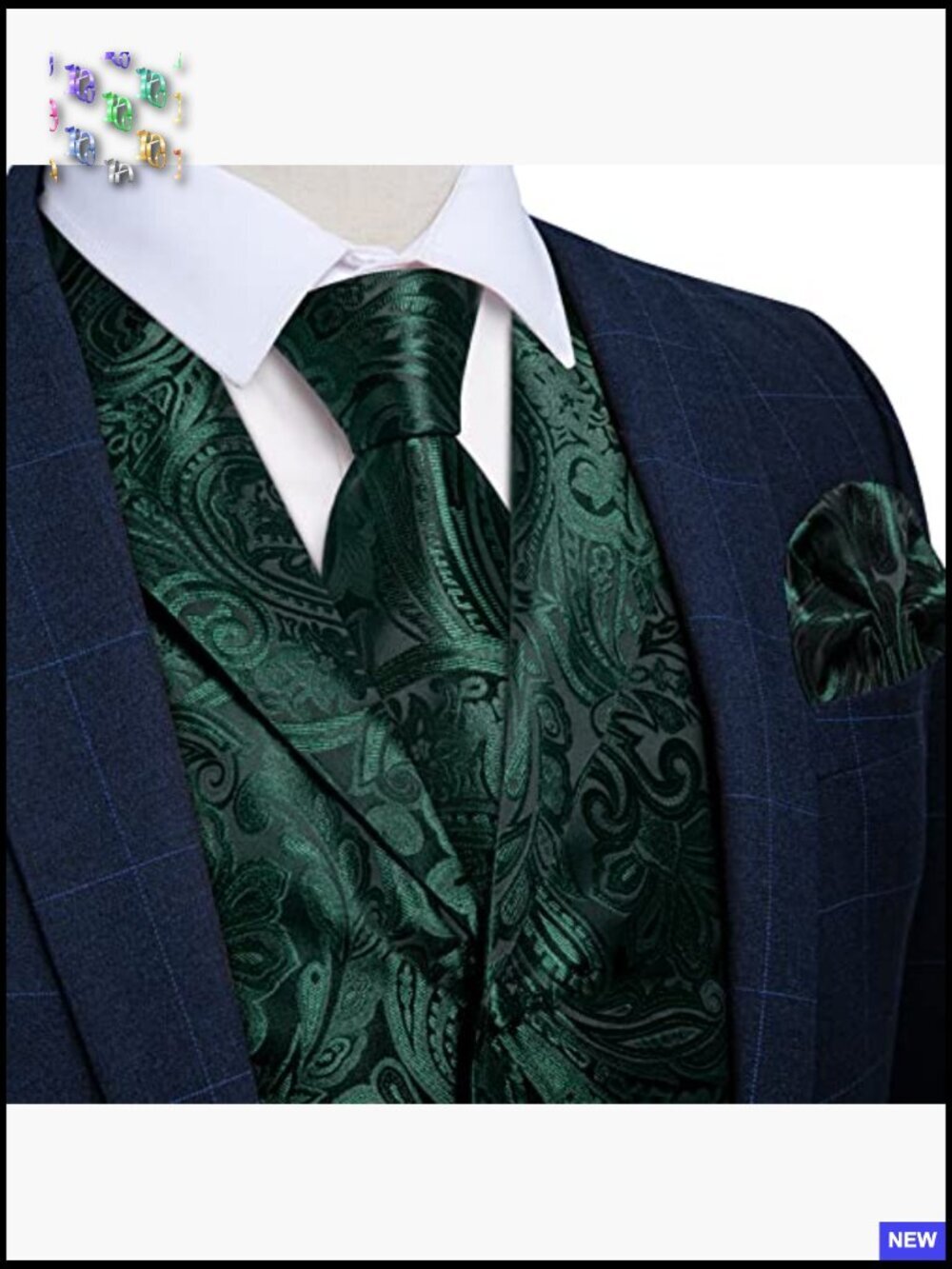 Men's Silk Paisley Vest Set Classic Formal Elegant Wedding Party Tuxedo - Picture 4 of 7